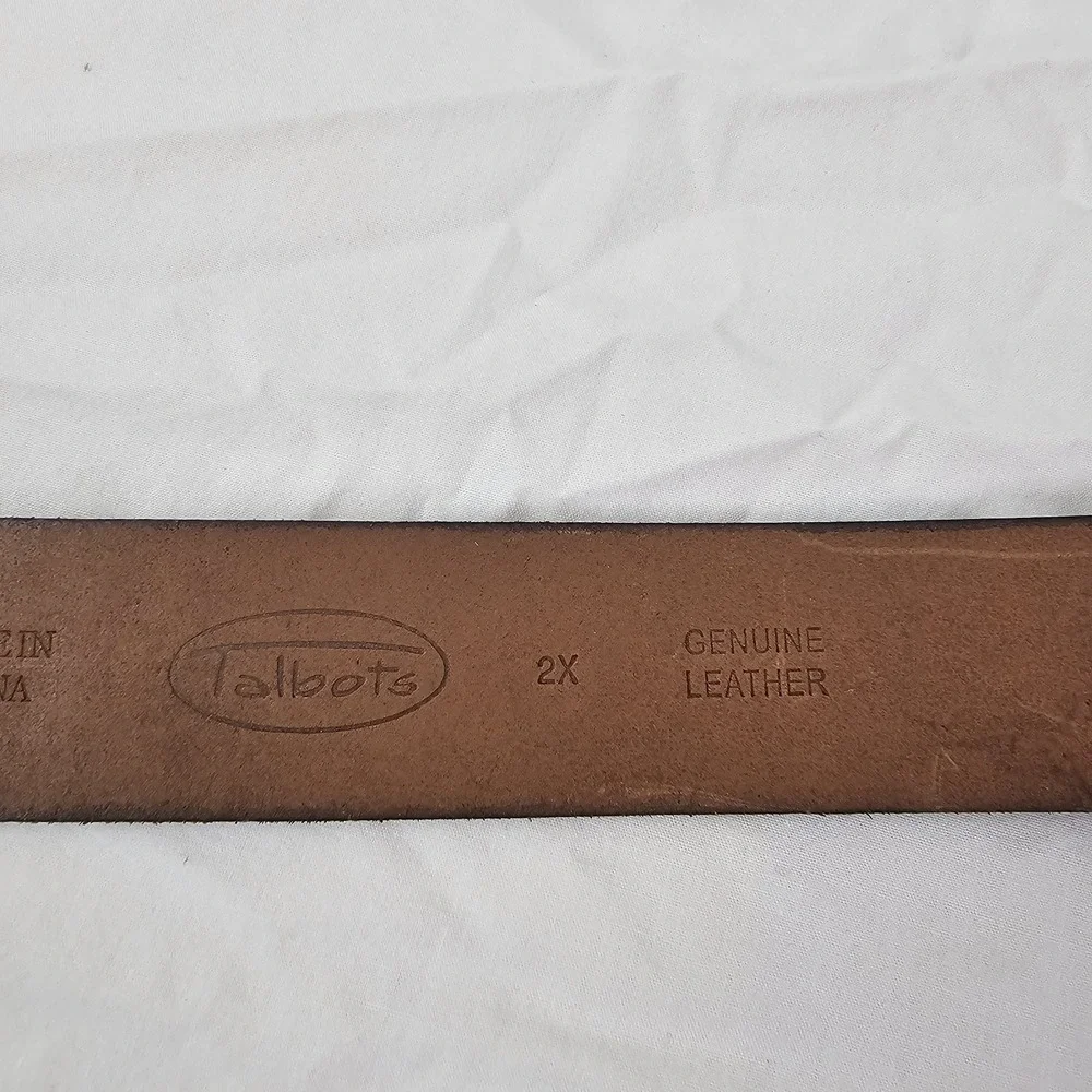 Talbots Womens Dark Brown Leather Belt Solid Brass Buckle Size 2X Style 6149W